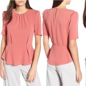 WAYF Peplum Short Sleeve Top - Size S